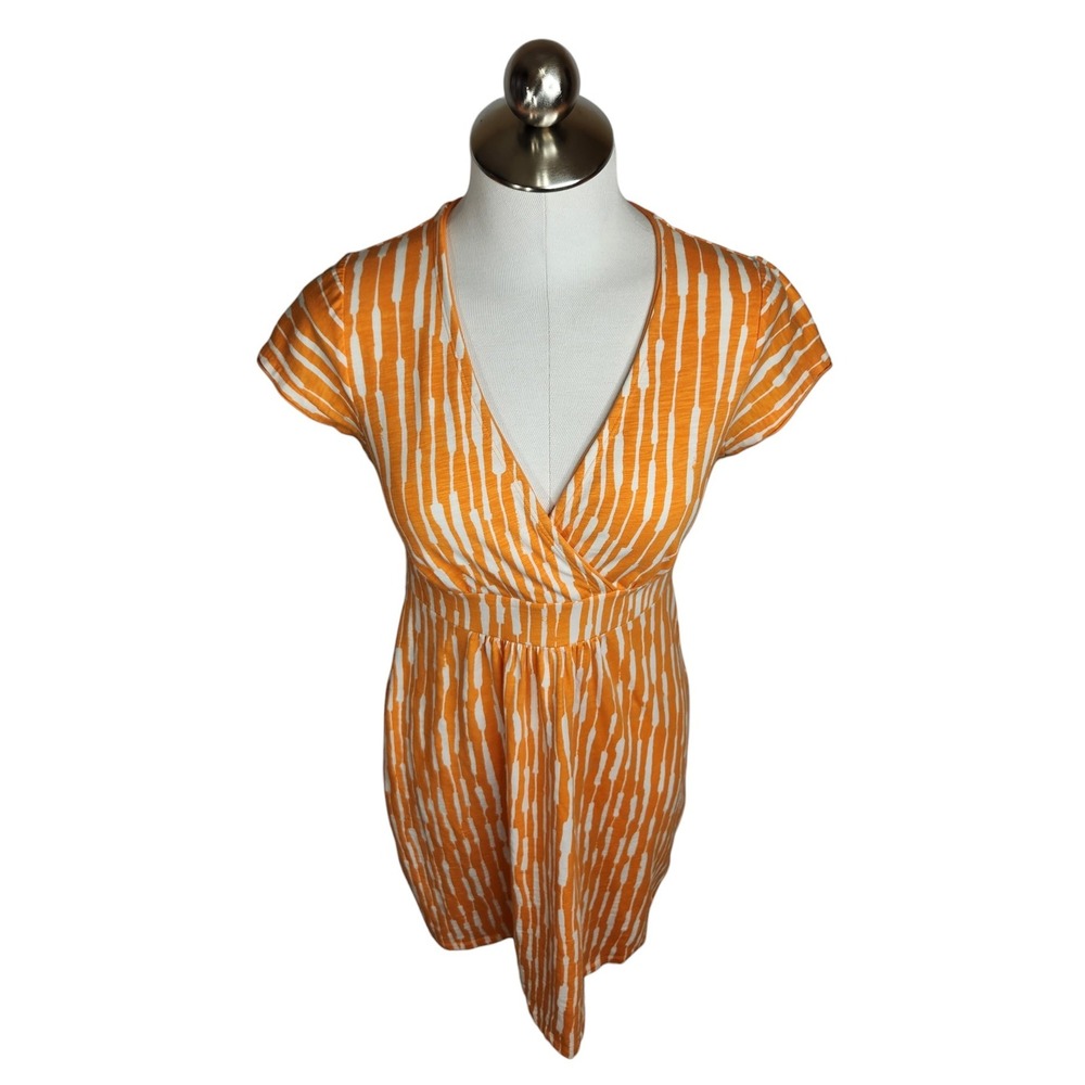 BODEN Lola Jersey Dress US 6P Petite Orange Faux Wrap Empire Waist Preppy Summer